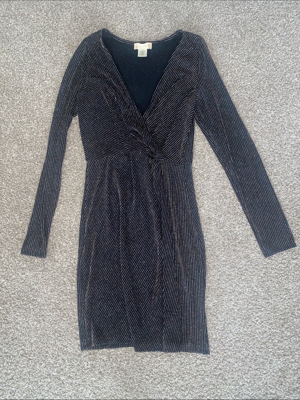 Altar’d State Black Dress Womens Black Silver Gold Dress Wrap Dress medium NEW